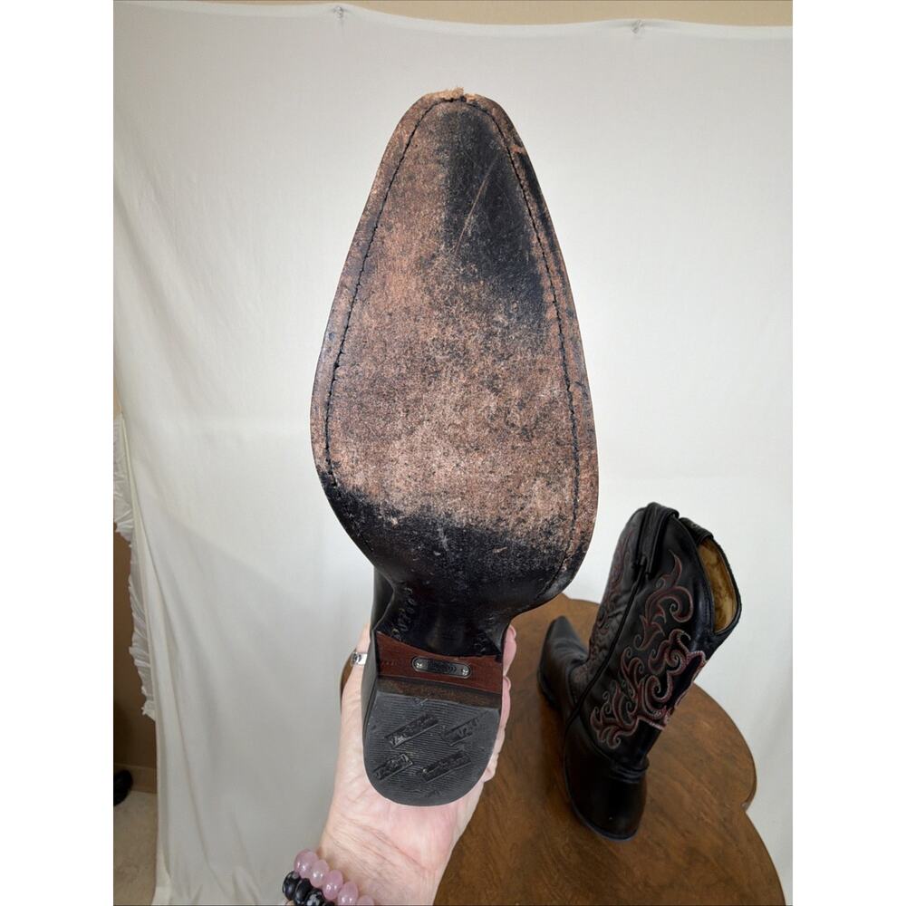 Tony Lama Womens Western Boots Ladies 6.5 Cowgirl Brown Leather Sniptoe Boots - Picture 6 of 8